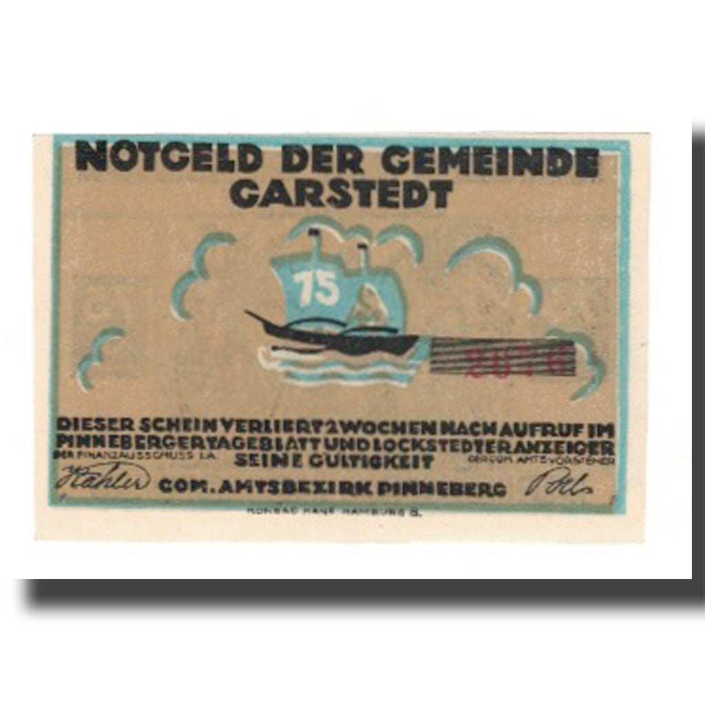 Banknote, Germany, Garstedt, 75 Pfennig, personnage 4, undated (1921)