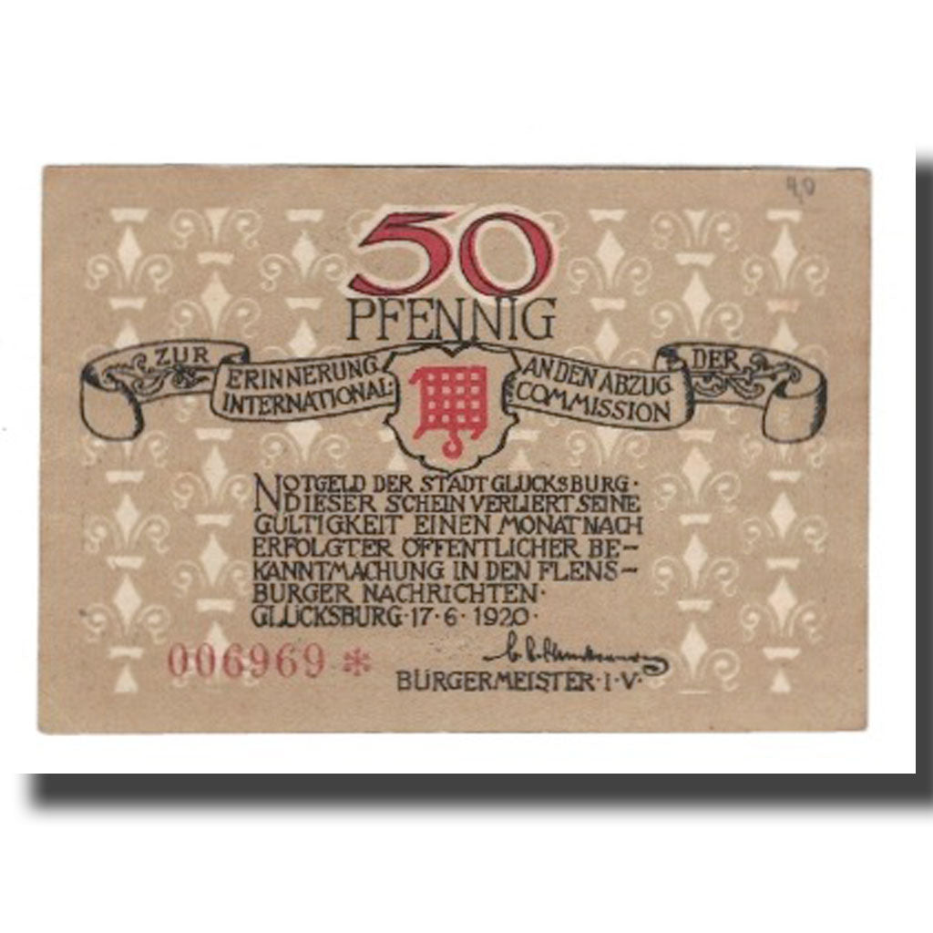 Banknote, Germany, Glücksburg Stadt, 50 Pfennig, paysage, 1920, EF(40-45)