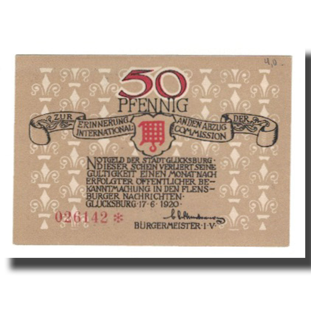 Banknote, Germany, Glücksburg Stadt, 50 Pfennig, paysage 3, 1920, AU(55-58)