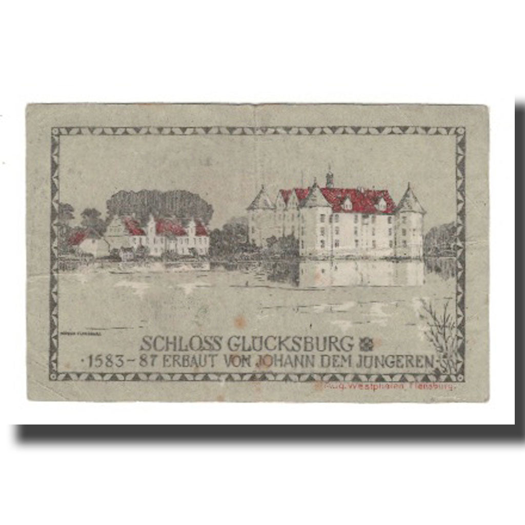 Banknot, Niemcy, Glücksburg Stadt, 1 Mark, paysage, 1920, VF(20-25), Mehl:441.1