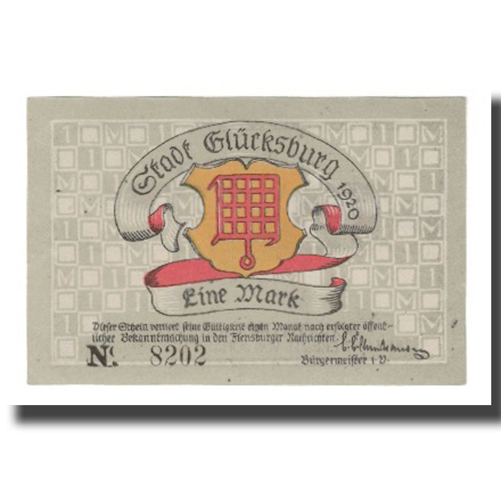 Banknote, Germany, Glücksburg Stadt, 1 Mark, paysage 3, 1920, AU(55-58)