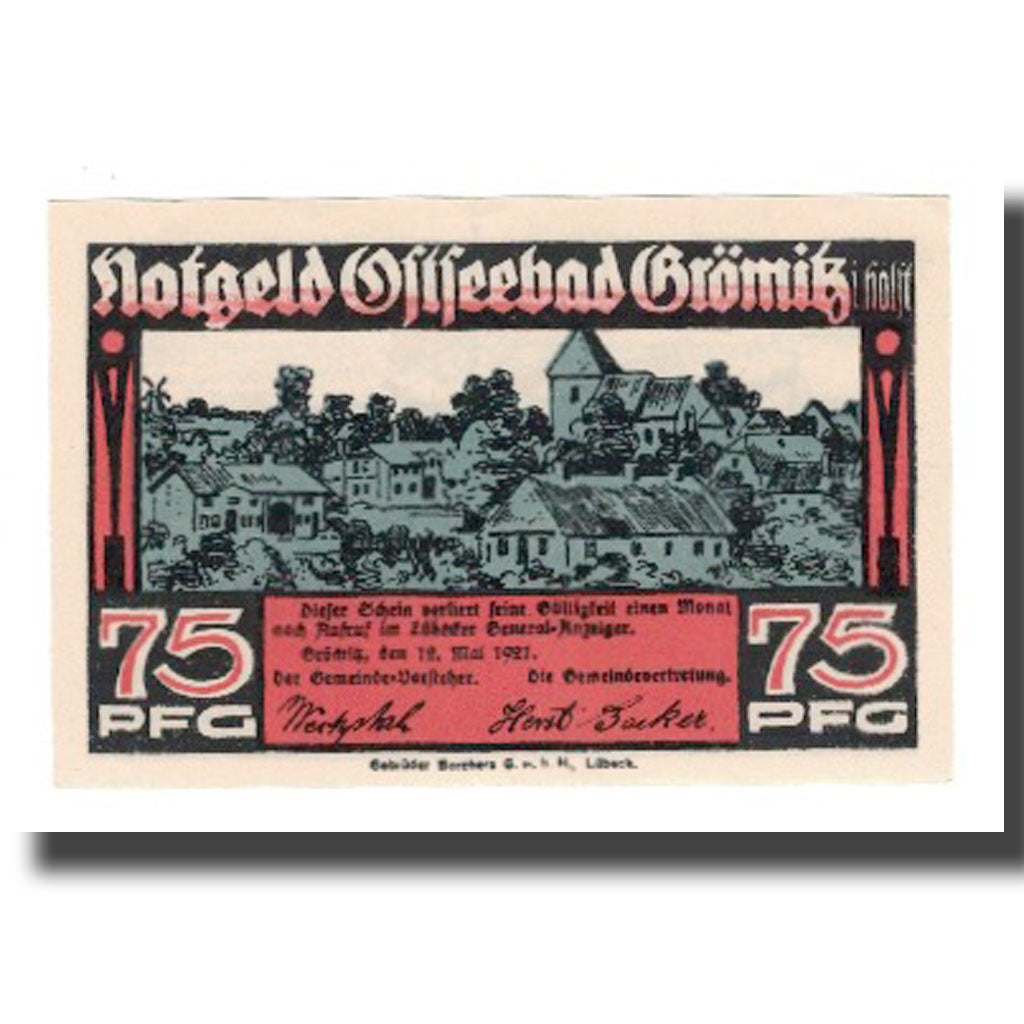 Banknote, Germany, Grömitz Gemeinde, 75 Pfennig, plage, 1921, 1921-05-12