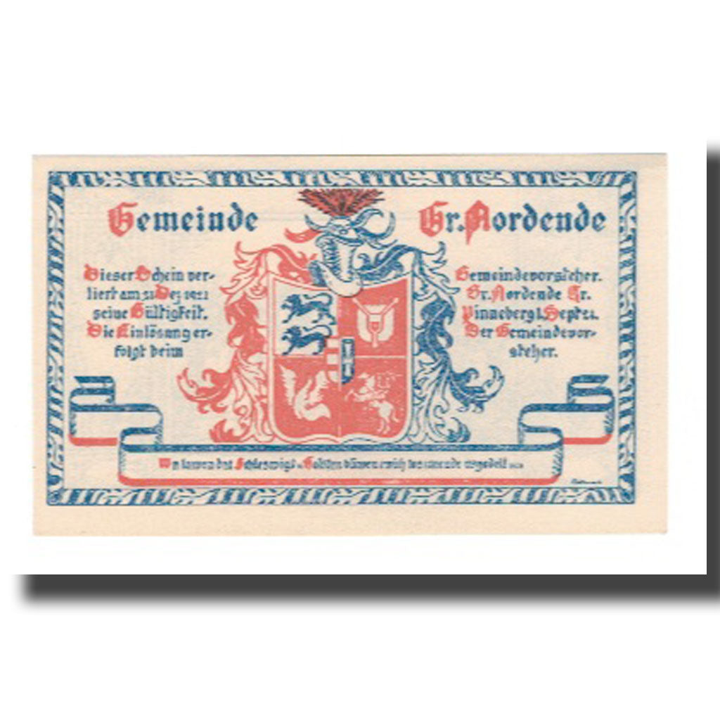 Geldschein, Deutschland, Groß Nordende Gemeinde, 50 Pfennig, Maison, 1921