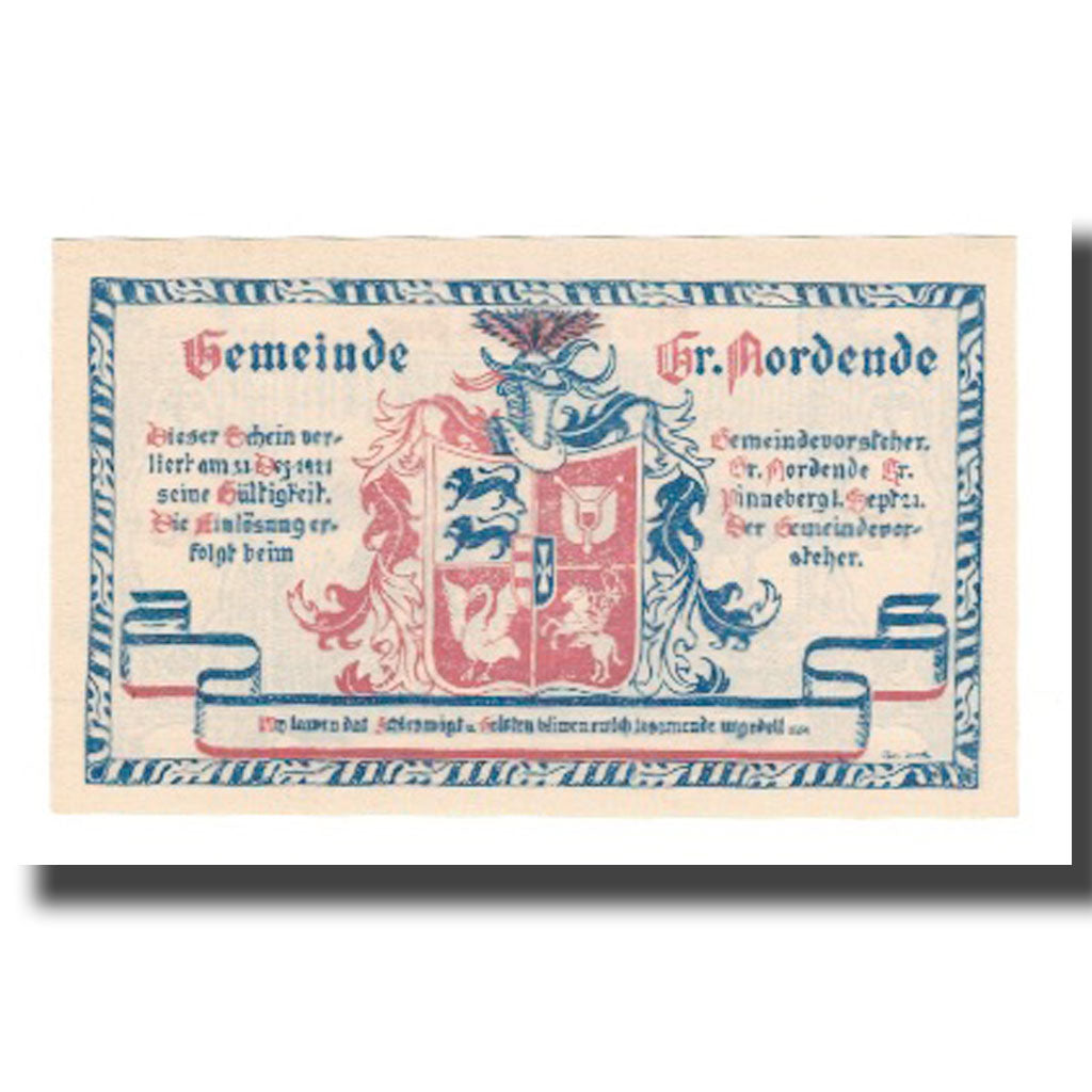 Banknote, Germany, Groß Nordende Gemeinde, 75 Pfennig, chevaux, 1921