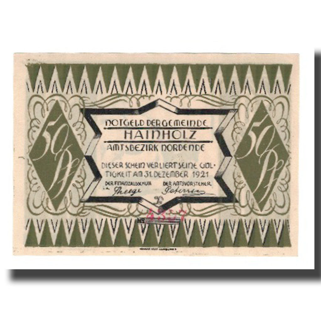 Geldschein, Deutschland, Hainholz Gemeinde, 50 Pfennig, personnage 2, 1921