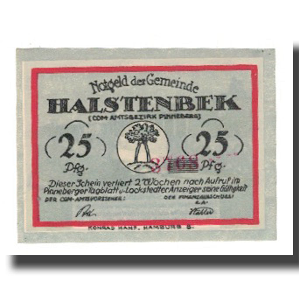 Geldschein, Deutschland, Halstenbek, 25 Pfennig, paysage, undated (1921), VZ