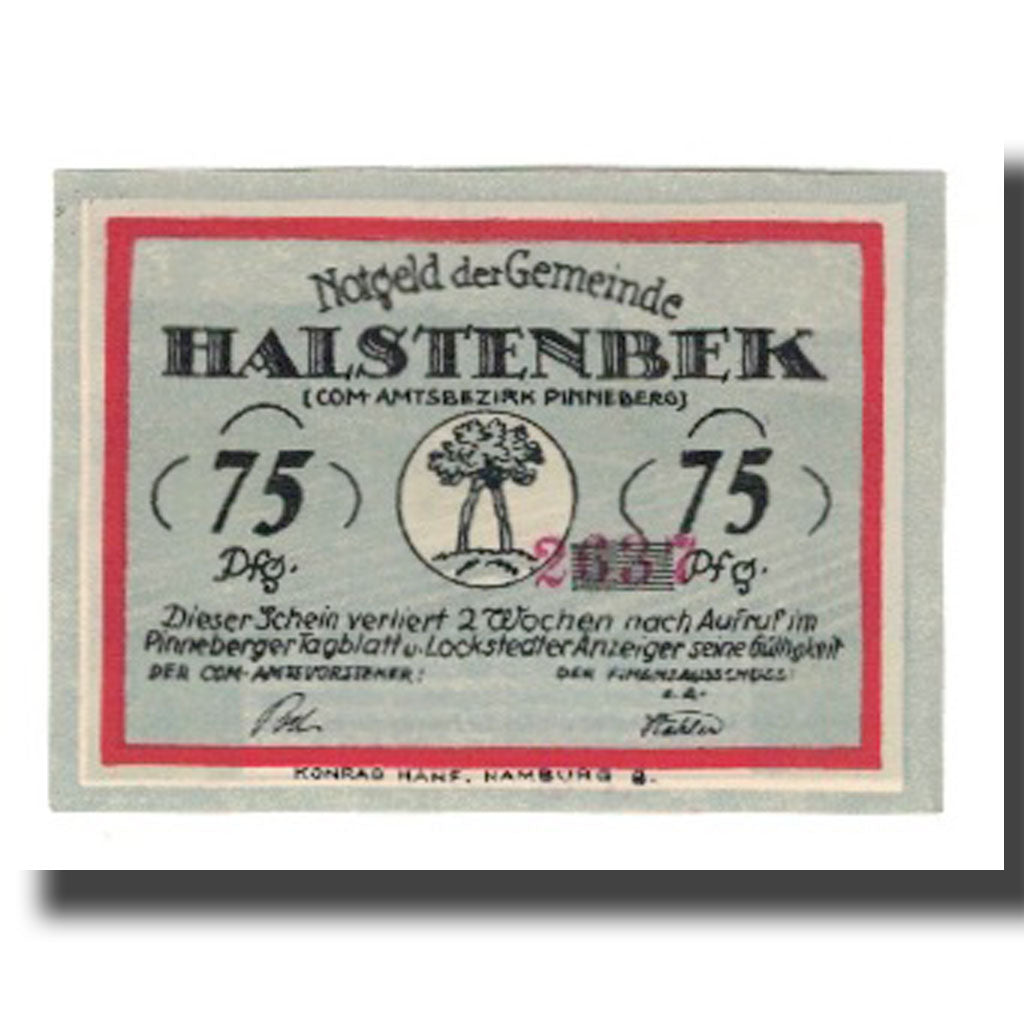 Geldschein, Deutschland, Halstenbek, 75 Pfennig, personnage, undated (1921), VZ