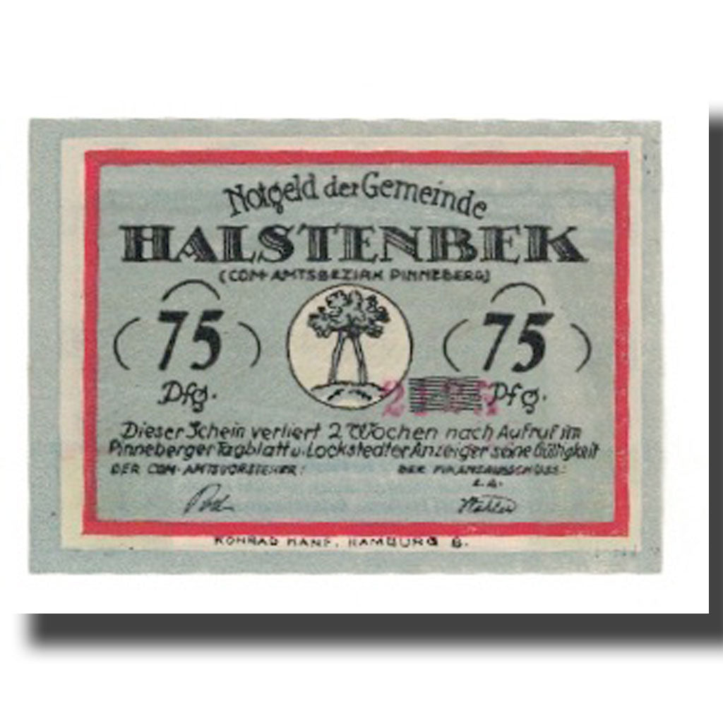 Geldschein, Deutschland, Halstenbek, 75 Pfennig, paysage, undated (1921), VZ