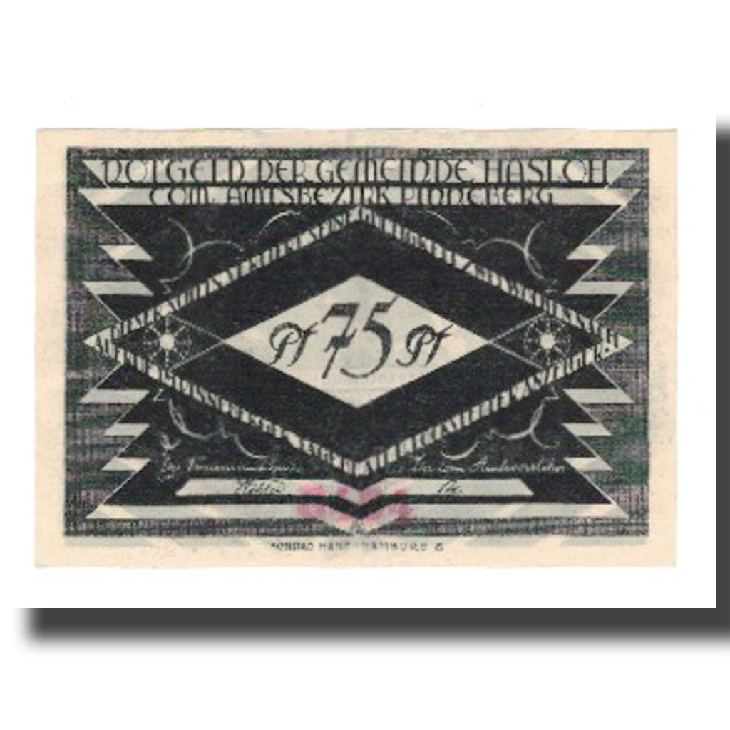 Geldschein, Deutschland, Hasloh Gemeinde, 75 Pfennig, personnage, 1921, VZ