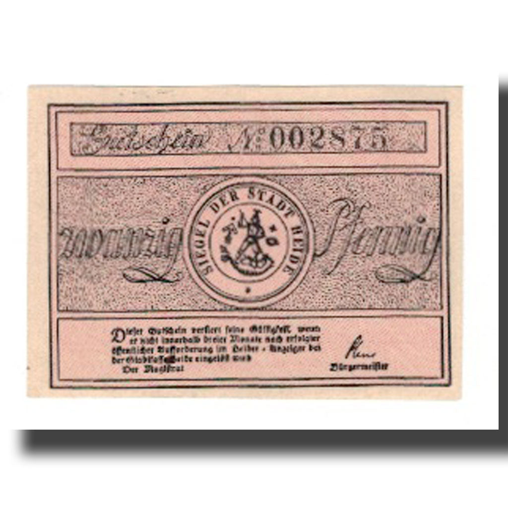 Banknote, Germany, Heide Stadt, 20 Pfennig, personnage, undated (1921)