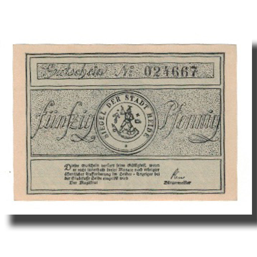 Banknote, Germany, Heide Stadt, 50 Pfennig, personnage 1, undated (1921)