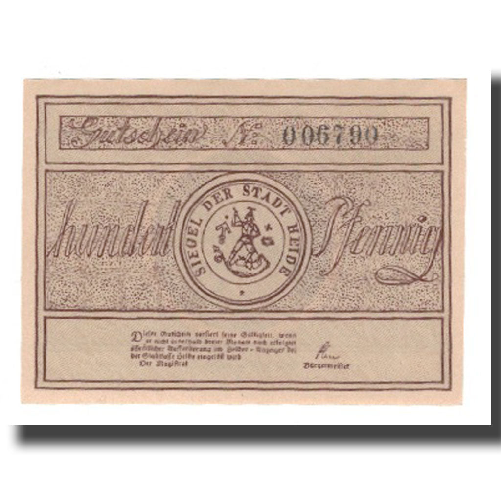 Banknote, Germany, Heide Stadt, 1 Mark, personnage, undated (1921), AU(55-58)