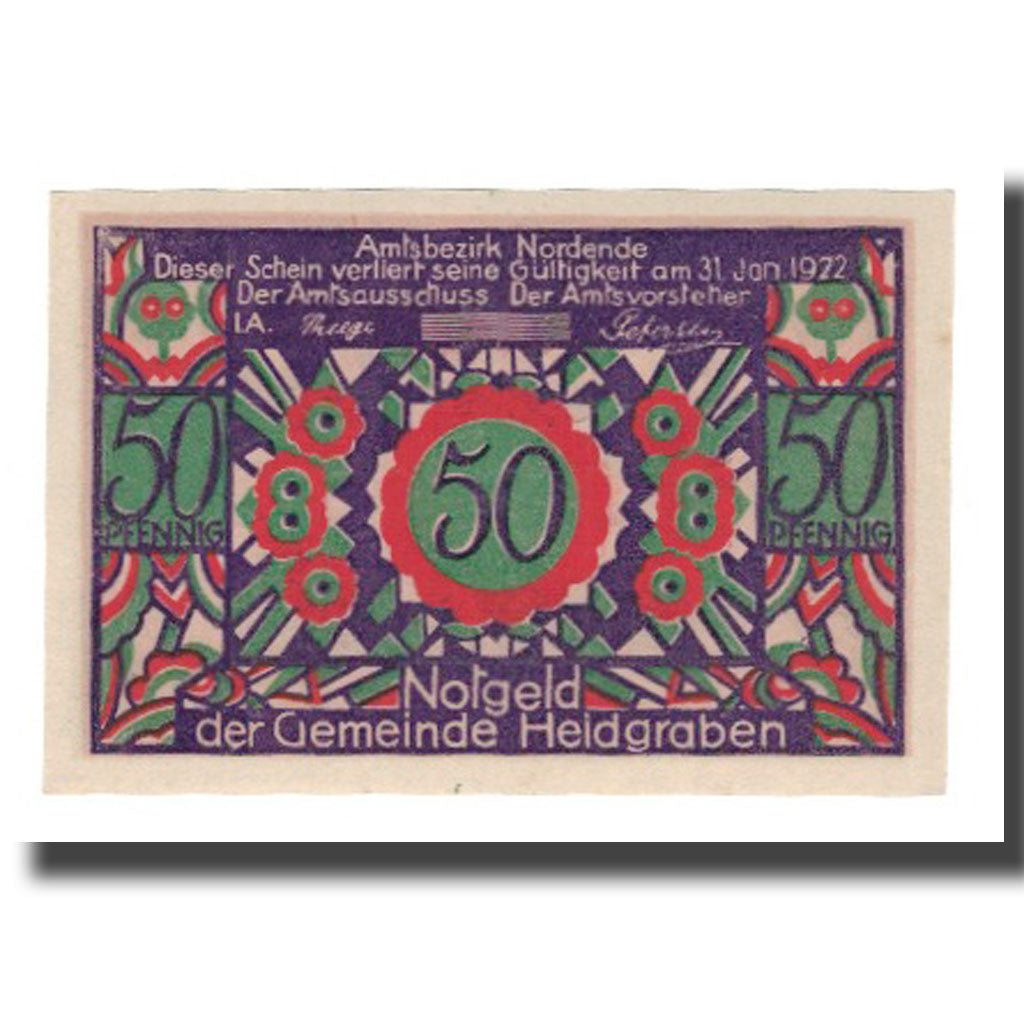 Banconote, Germania, Heidgraben Gemeinde, 50 Pfennig, personnage 1, 1922