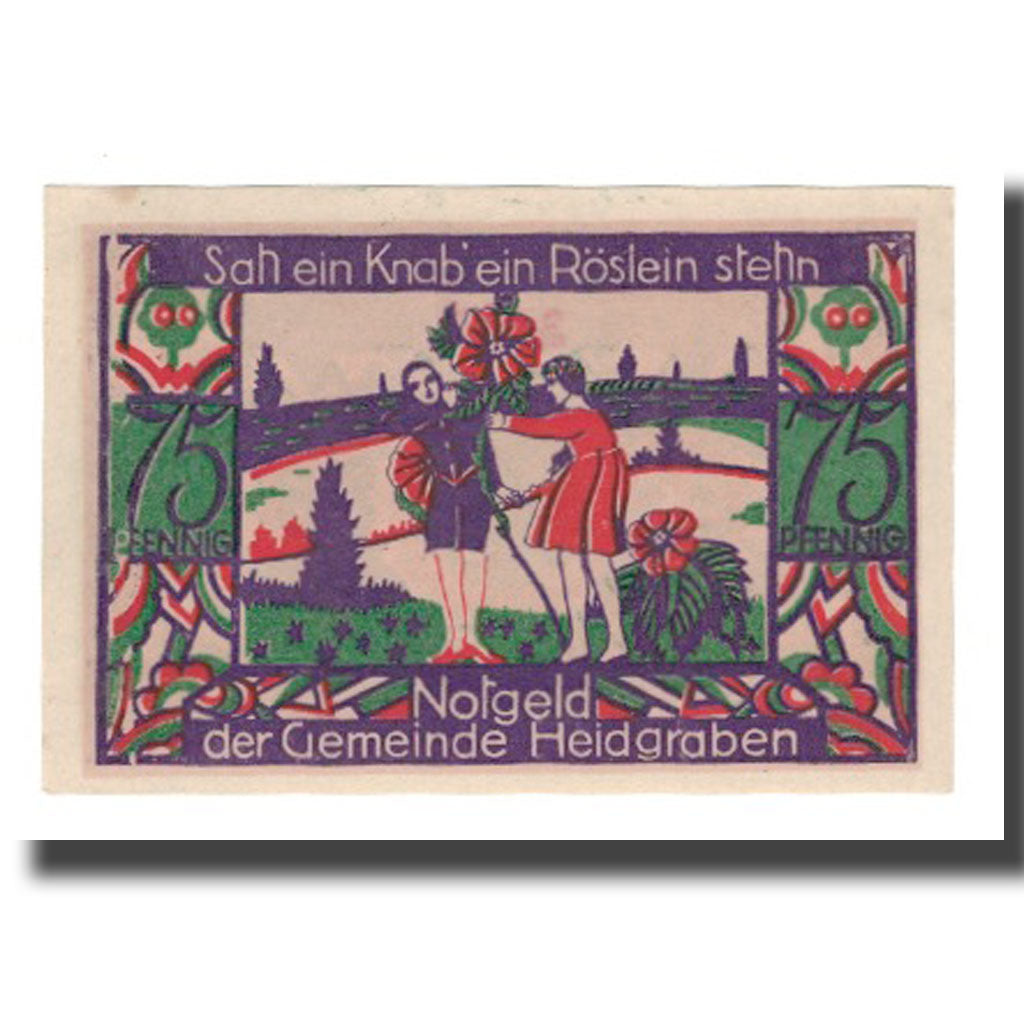 Banknote, Germany, Heidgraben Gemeinde, 75 Pfennig, personnage 1, 1922