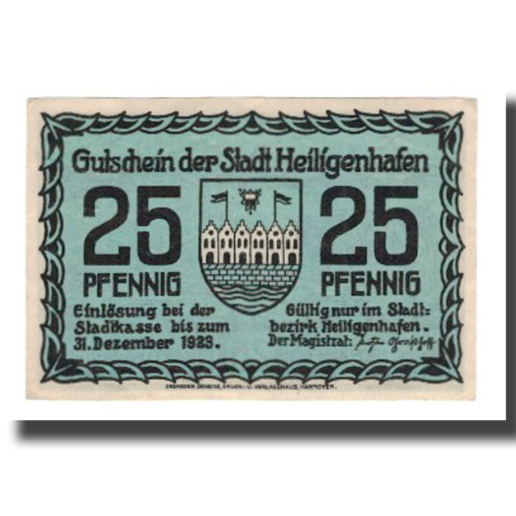 Banknote, Germany, Heiligenhafen Stadt, 25 Pfennig, paysage, 1923, 1923-12-31