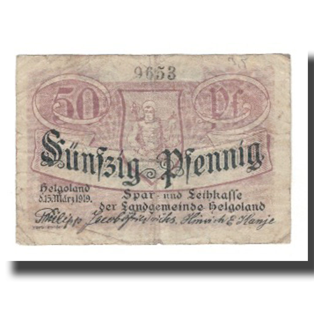 Banconote, Germania, Helgoland Spar & Leihkasse der Landgemeinde, 50 Pfennig