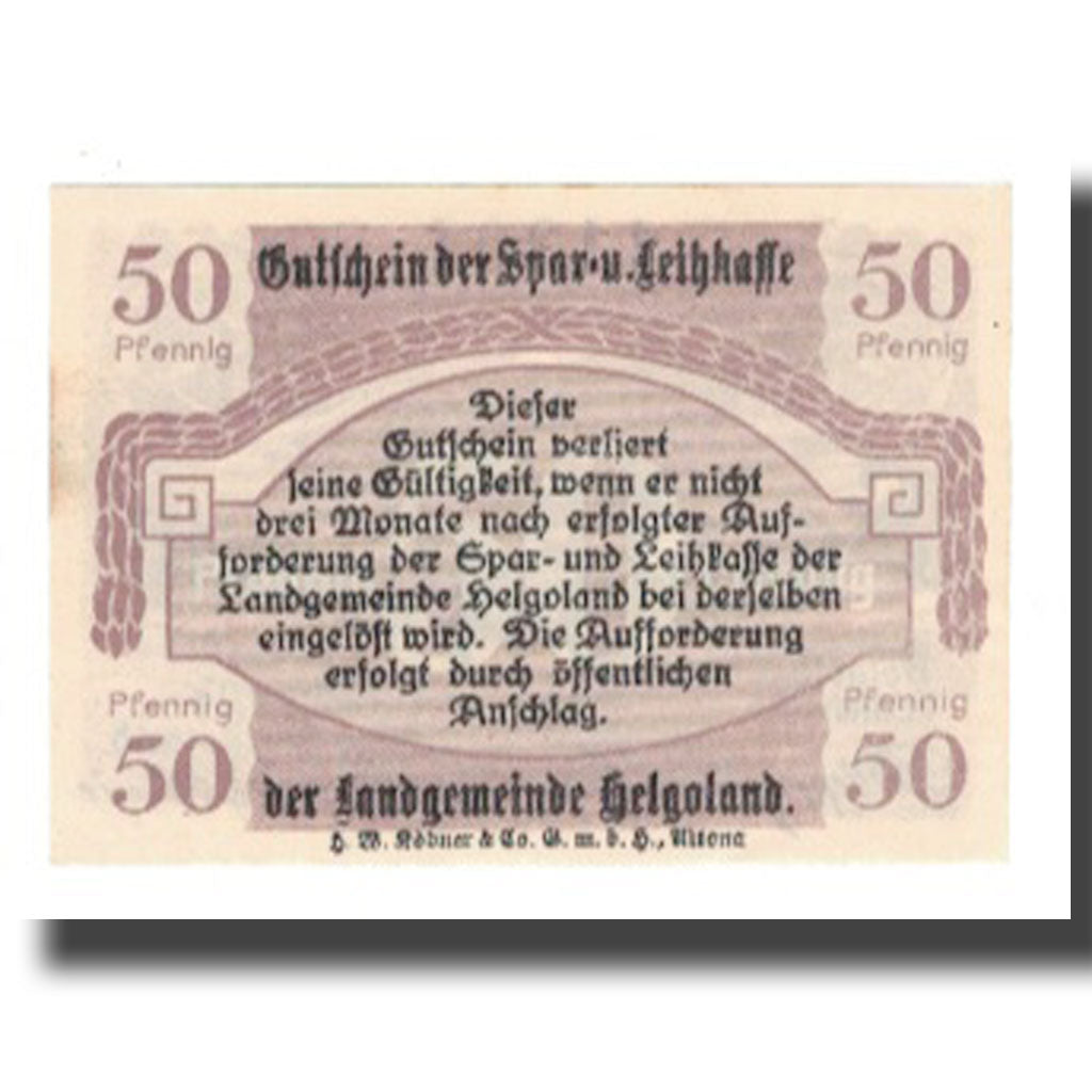 Banknote, Germany, Helgoland Spar & Leihkasse der Landgemeinde, 50 Pfennig