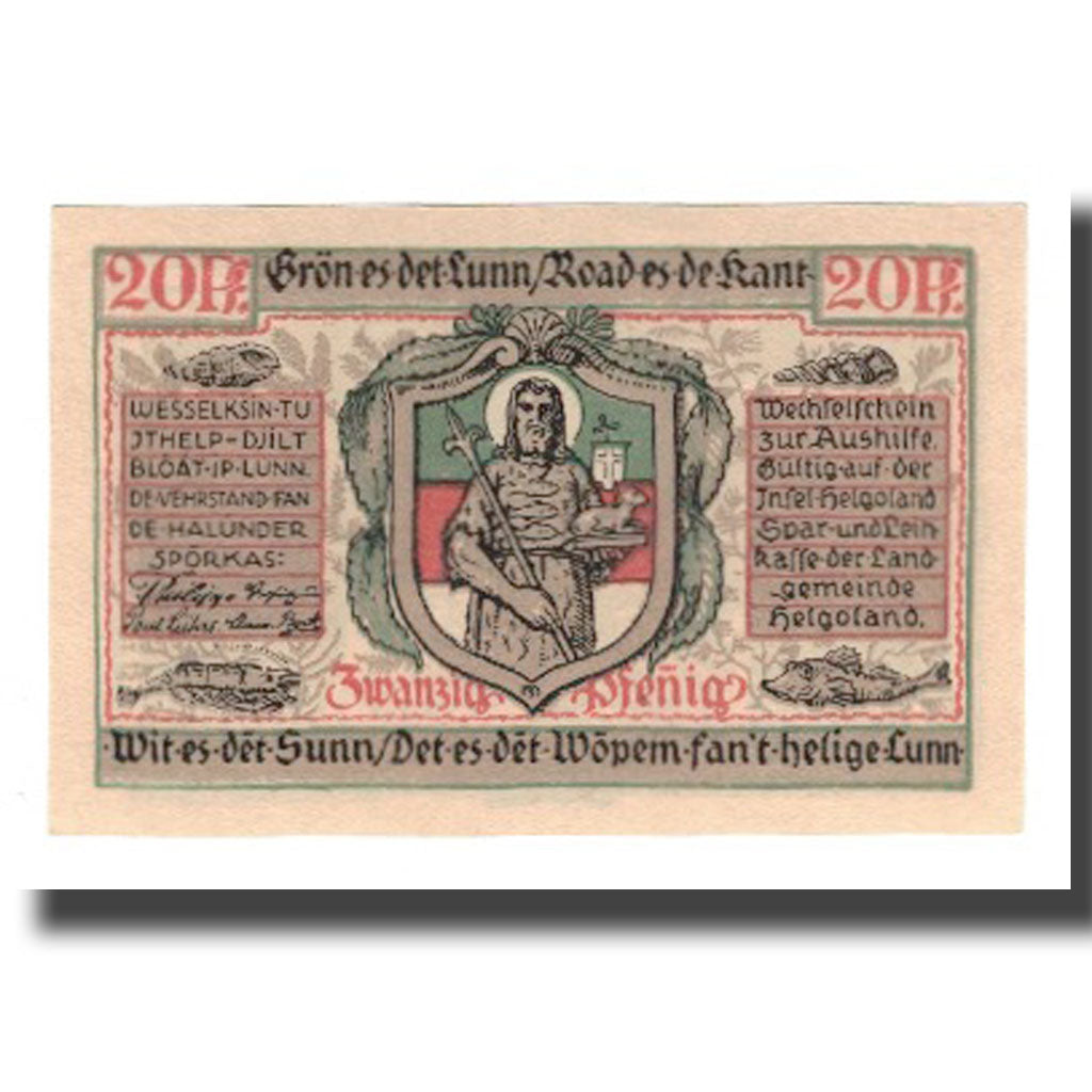 Banknote, Germany, Helgoland Spar & Leihkasse der Landgemeinde, 20 Pfennig