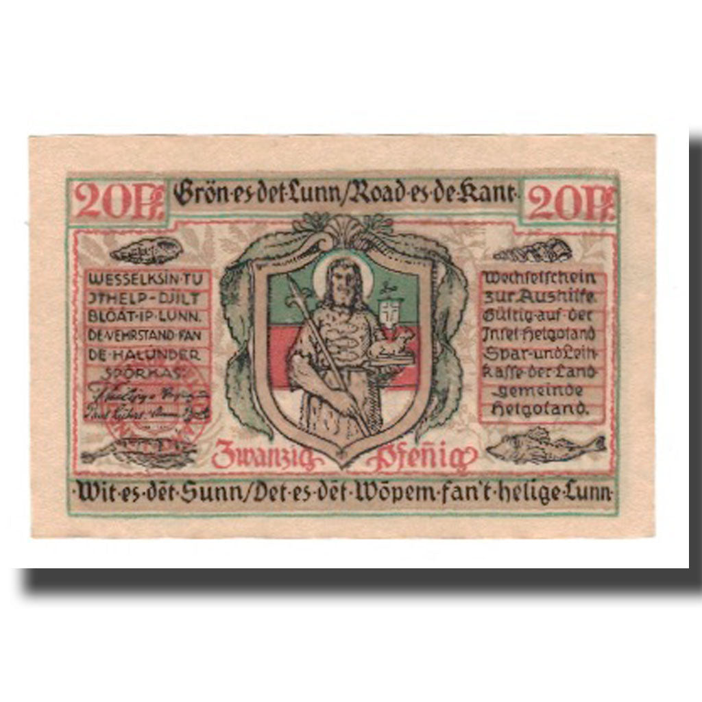 Banknote, Germany, Helgoland Spar & Leihkasse der Landgemeinde, 20 Pfennig