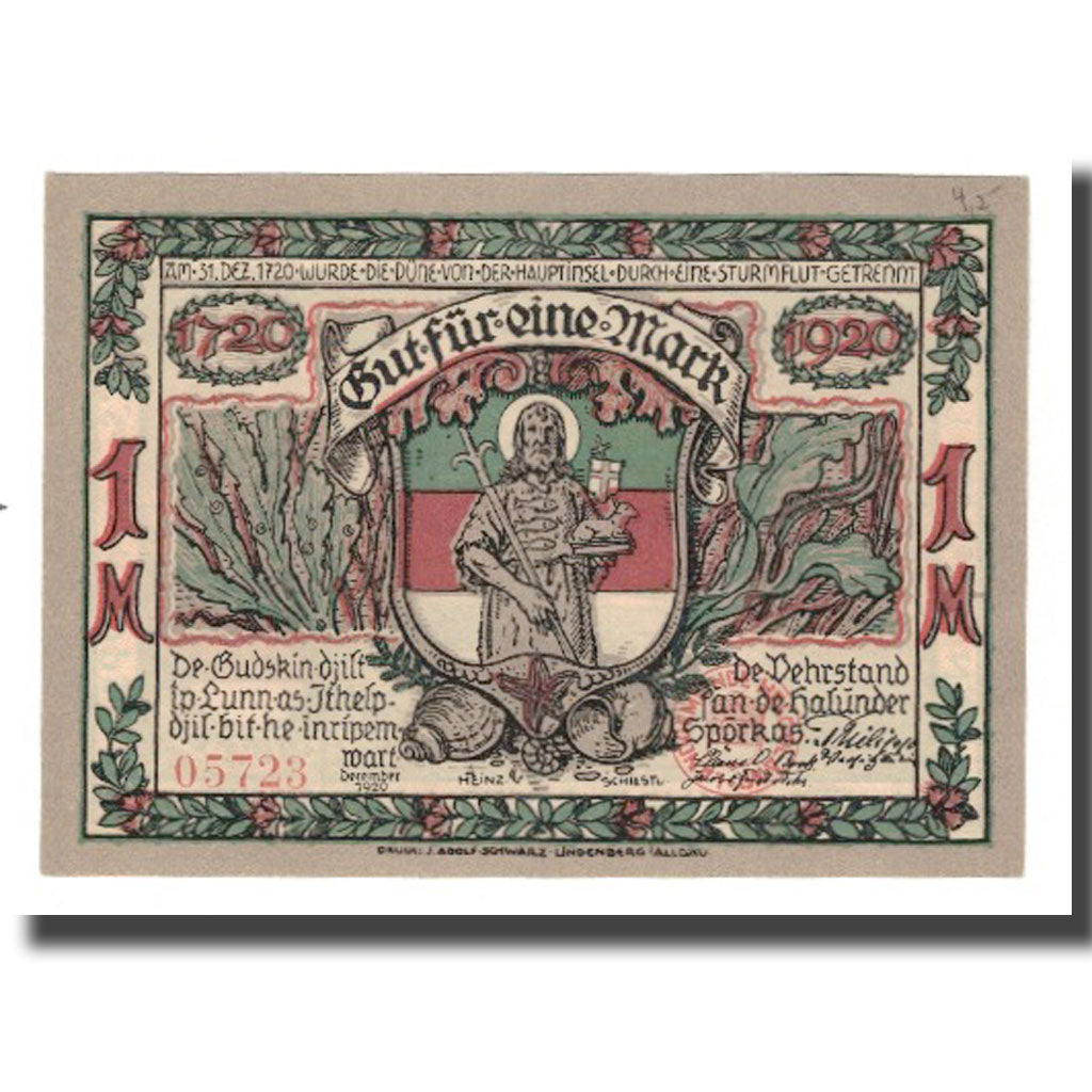 Banknote, Germany, Helgoland Spar & Leihkasse der Landgemeinde, 1 Mark, oiseaux