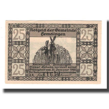 Nota, Alemanha, Hemdingen Gemeinde, 25 Pfennig, Hérisson 1, 1922, 1922-01-31