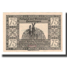Banconote, Germania, Hemdingen Gemeinde, 75 Pfennig, Sanglier 1, 1922