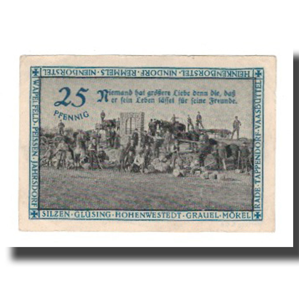 Banconote, Germania, Hohenwestedt, 25 Pfennig, personnage, 1921, 1921-07-03