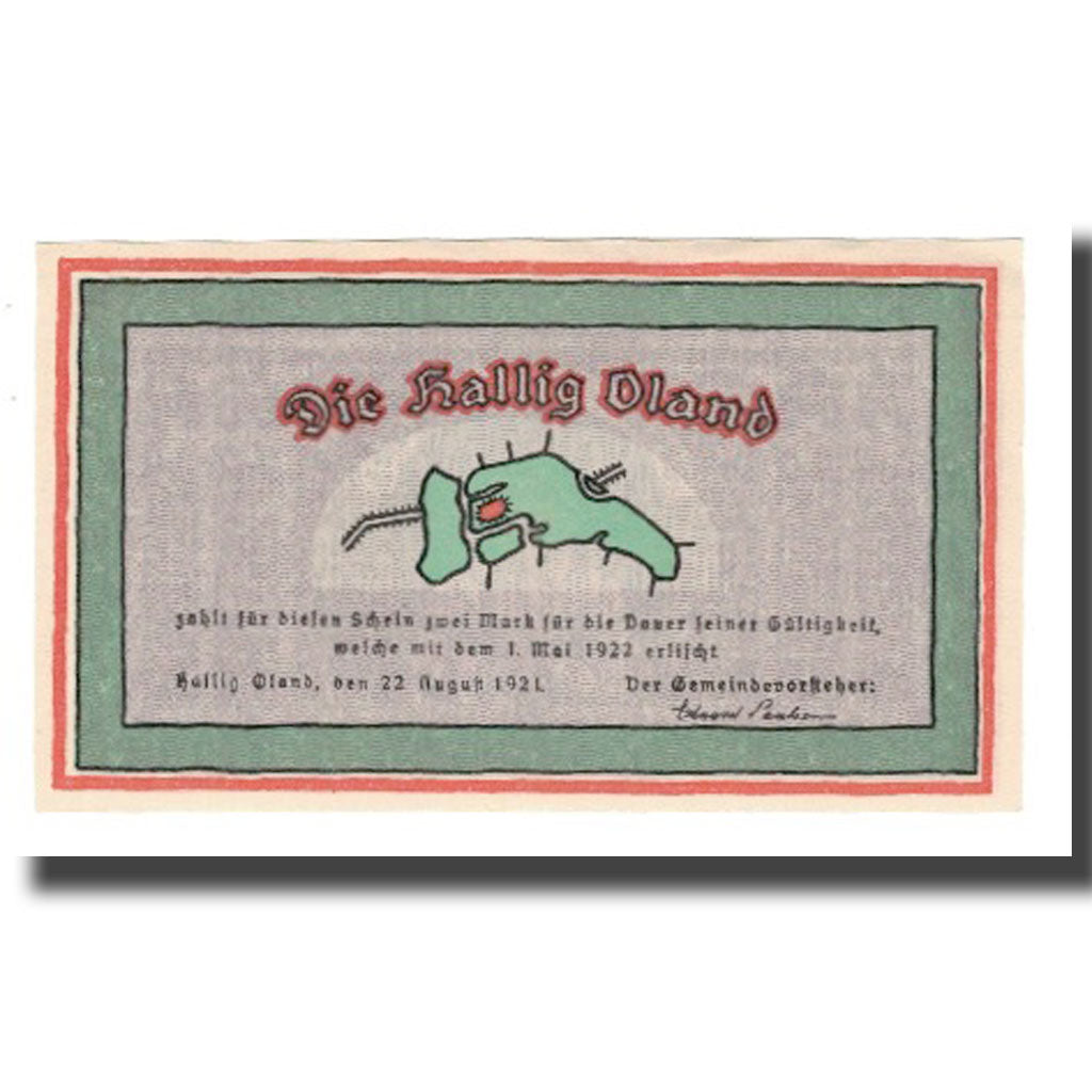 Banknote, Germany, Oland, Hallig Gemeinde, 2 Mark, personnage, 1922, 1922-05-01