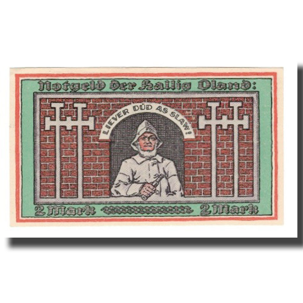 Banknote, Germany, Oland, Hallig Gemeinde, 2 Mark, personnage, 1922, 1922-05-01