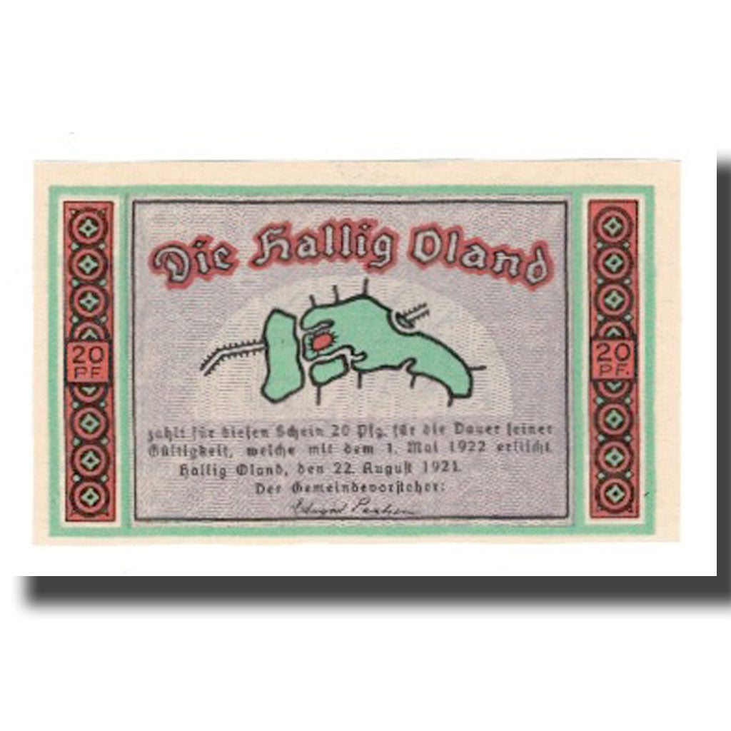 Banknote, Germany, Oland, Hallig Gemeinde, 20 Pfennig, paysage 1, 1922
