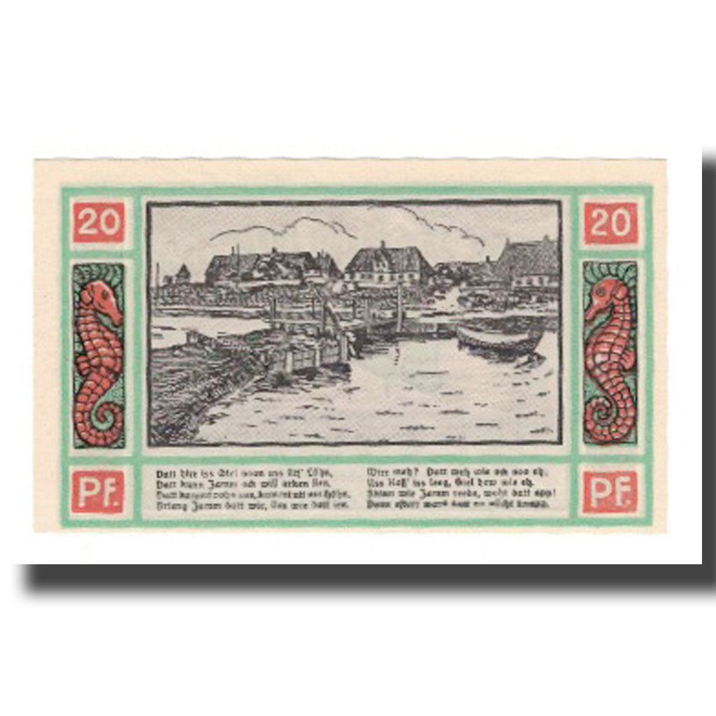 Banknote, Germany, Oland, Hallig Gemeinde, 20 Pfennig, paysage 1, 1922