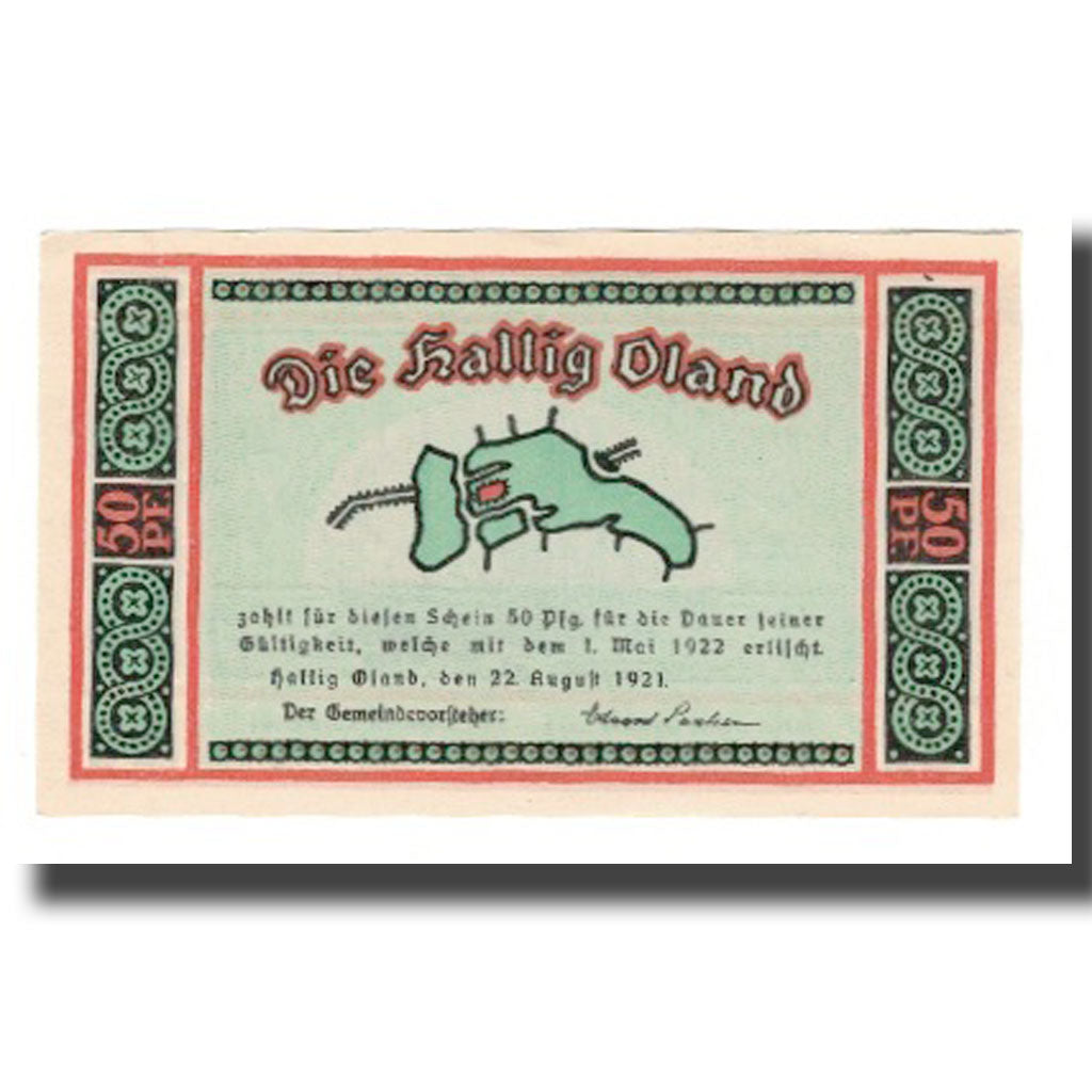 Banknote, Germany, Oland, Hallig Gemeinde, 50 Pfennig, bateau 1, 1922