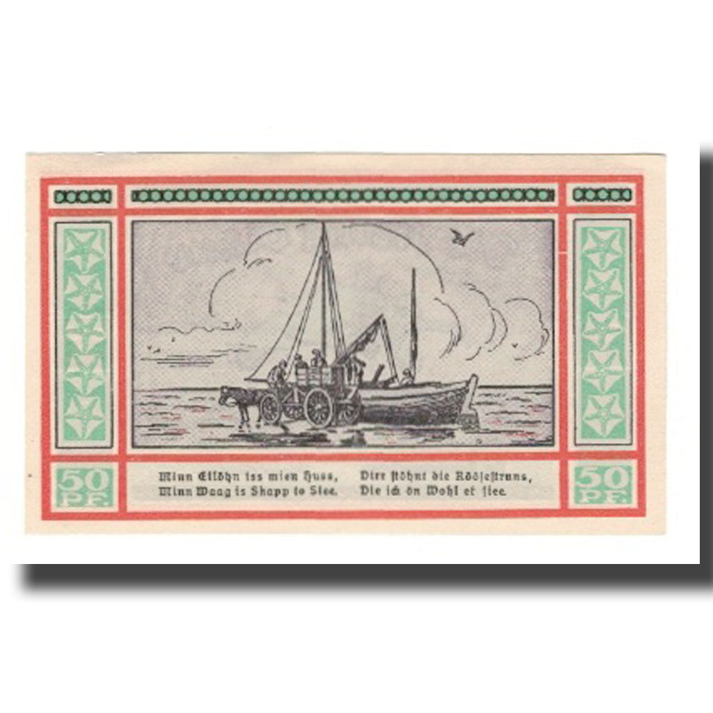 Banknote, Germany, Oland, Hallig Gemeinde, 50 Pfennig, bateau 1, 1922