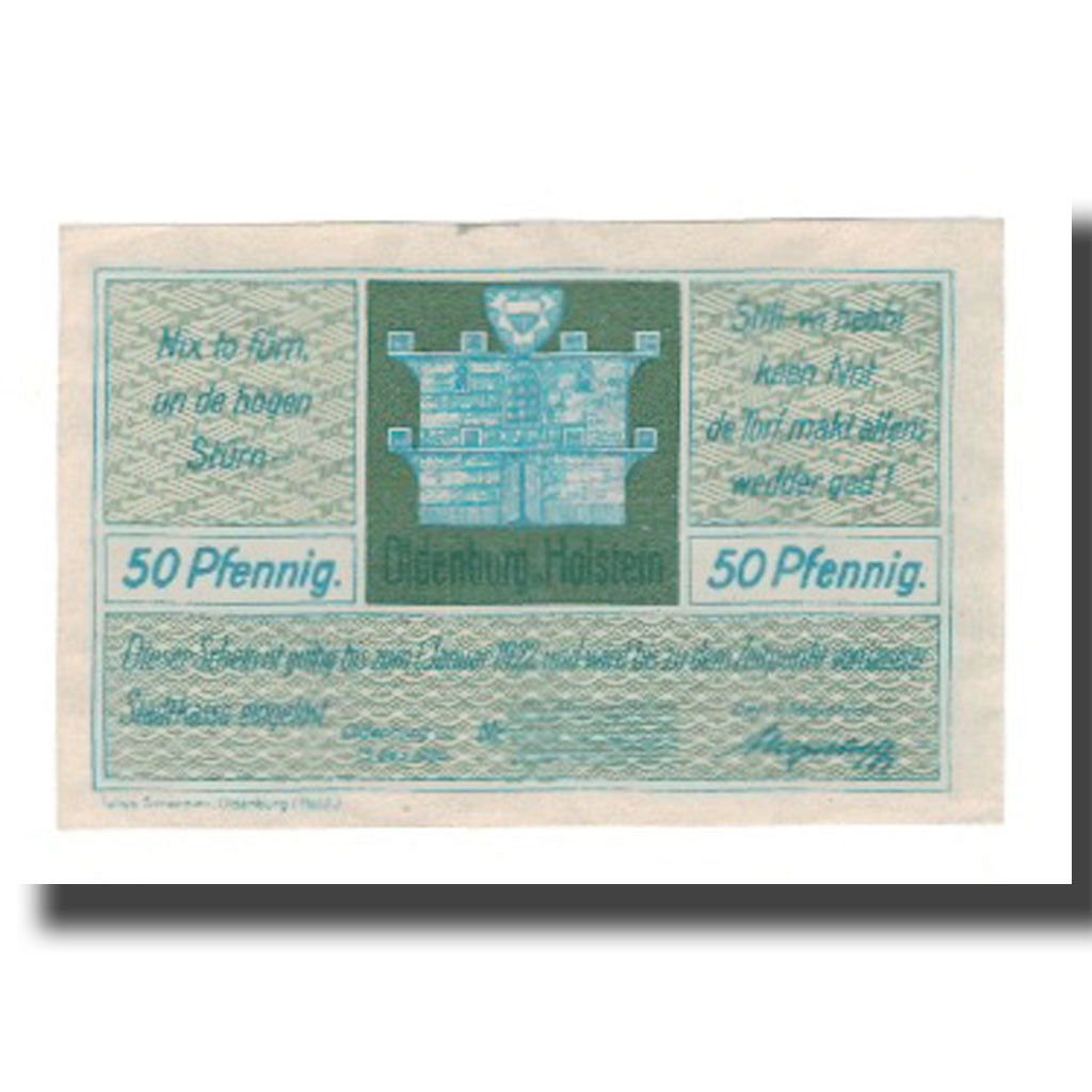 Banconote, Germania, Oldenburg i. Holstein Stadt, 50 Pfennig, Wagons, 1922