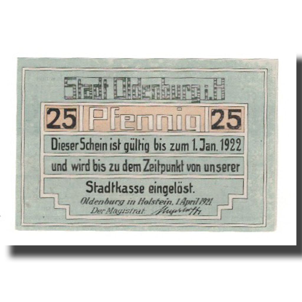Banknote, Germany, Oldenburg i. Holstein Stadt, 25 Pfennig, paysage, 1922
