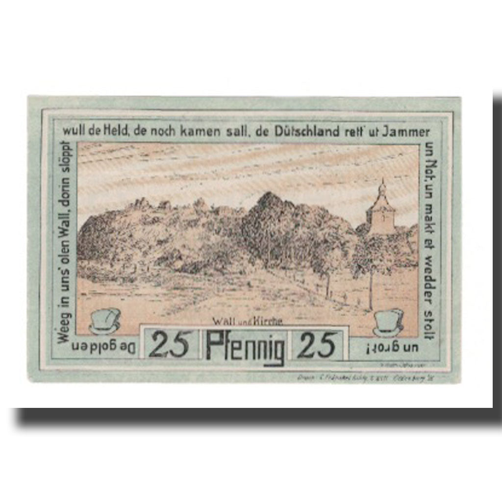 Banknote, Germany, Oldenburg i. Holstein Stadt, 25 Pfennig, paysage, 1922