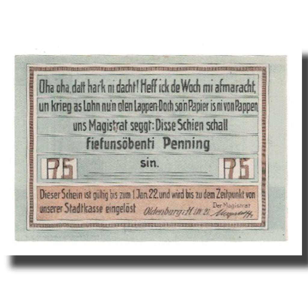 Banknote, Germany, Oldenburg i. Holstein Stadt, 75 Pfennig, paysage 1, 1922