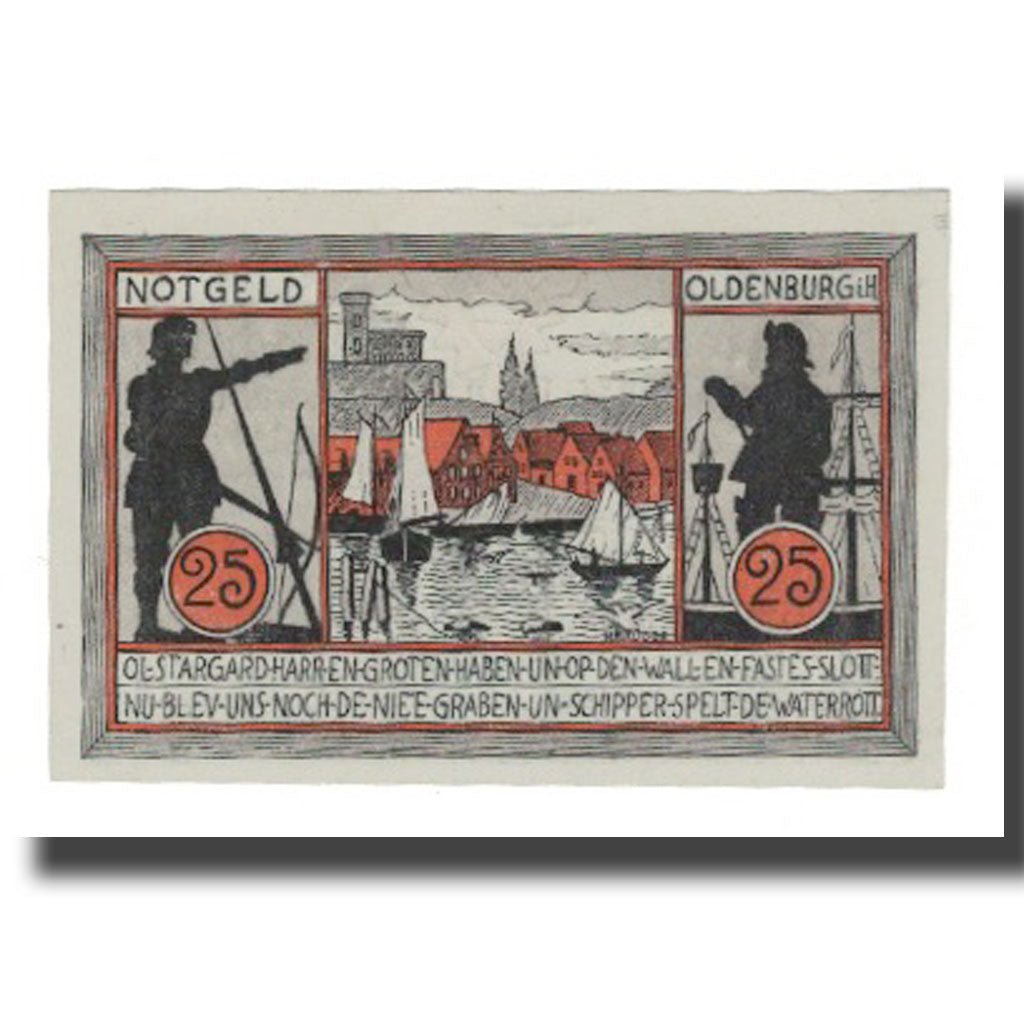 Banconote, Germania, Oldenburg i. Holstein Stadt, 25 Pfennig, personnage, 1922