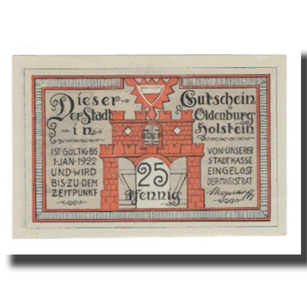 Banknote, Germany, Oldenburg i. Holstein Stadt, 25 Pfennig, personnage 1, 1922