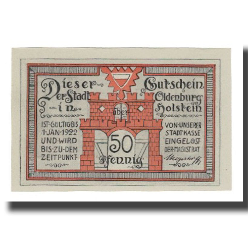 Banknote, Germany, Oldenburg i. Holstein Stadt, 50 Pfennig, personnage, 1922
