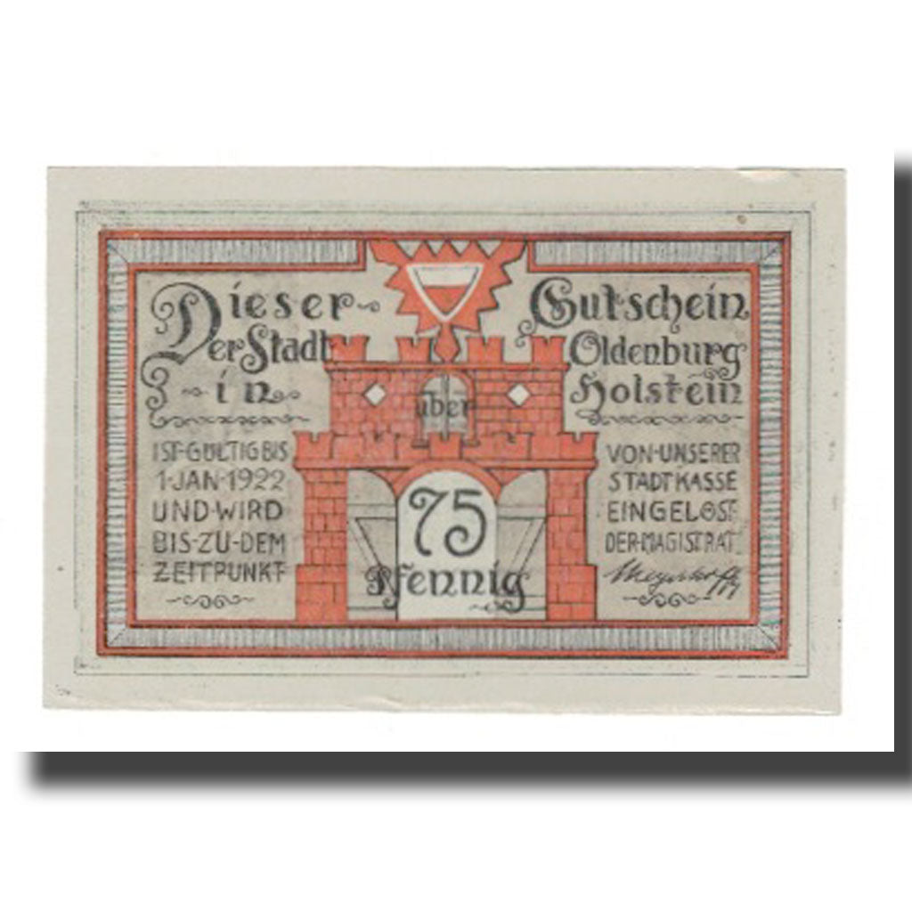 Banknote, Germany, Oldenburg i. Holstein Stadt, 75 Pfennig, personnage, 1922