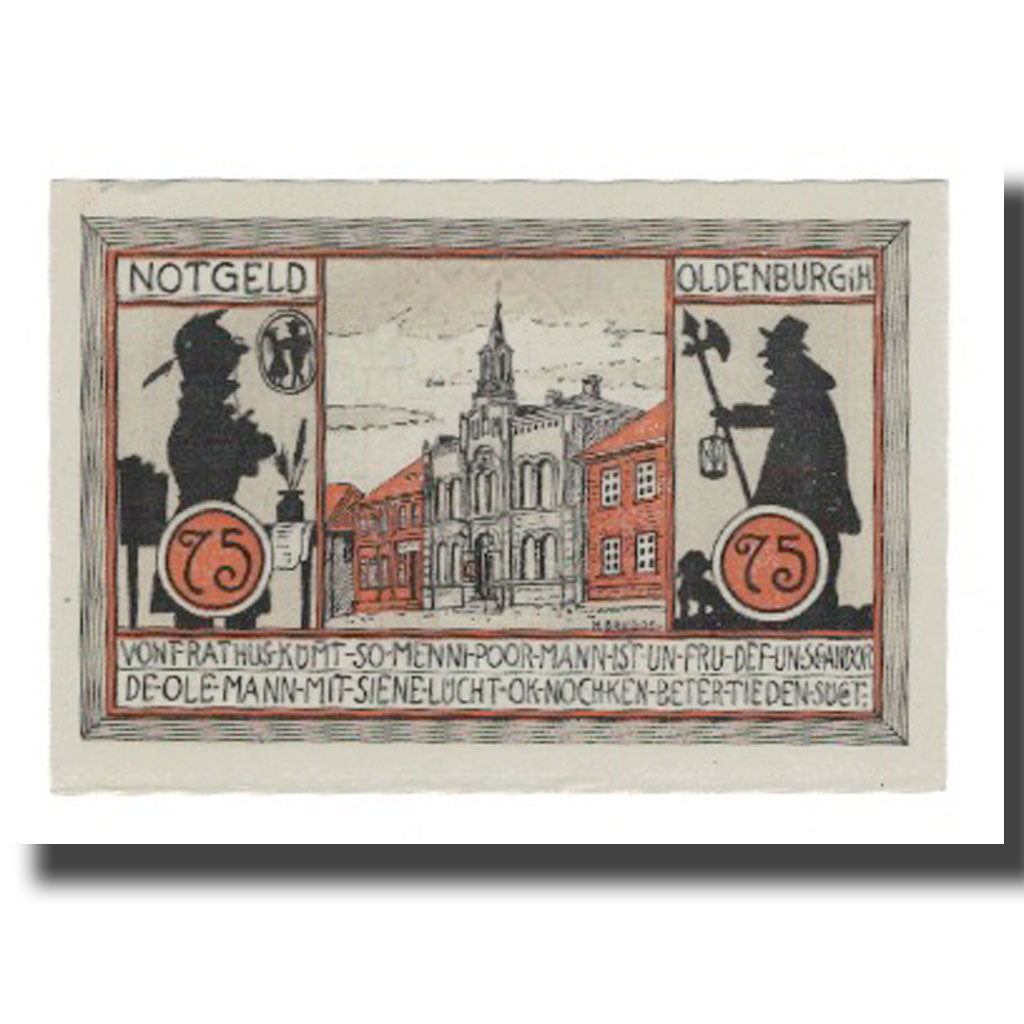 Banknote, Germany, Oldenburg i. Holstein Stadt, 75 Pfennig, personnage, 1922