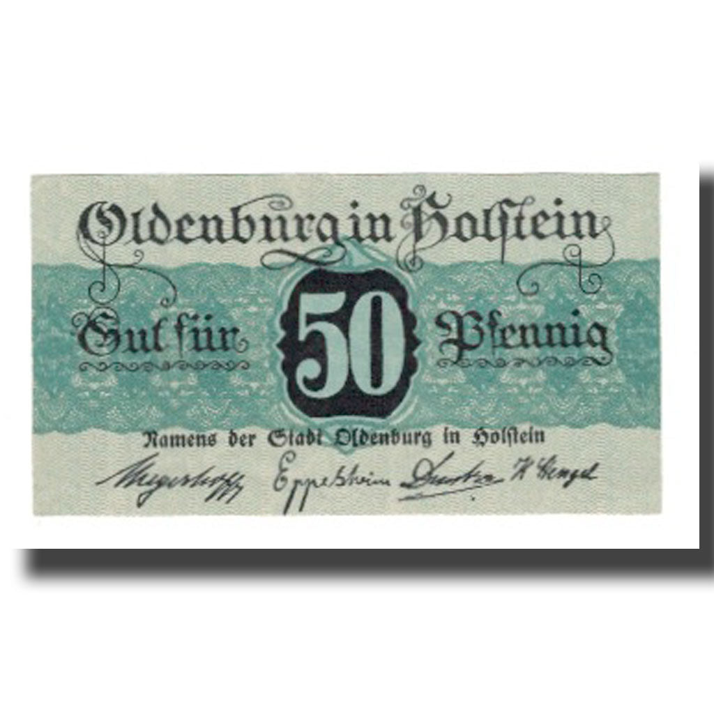 Banconote, Germania, Oldenburg i. Holstein Stadt, 50 Pfennig, Texte, Undated