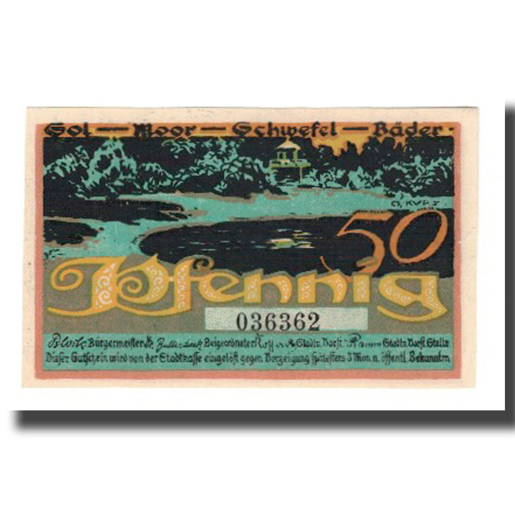 Banknote, Germany, Oldesloe, Bad Stadt, 50 Pfennig, paysage 1, undated (1921)
