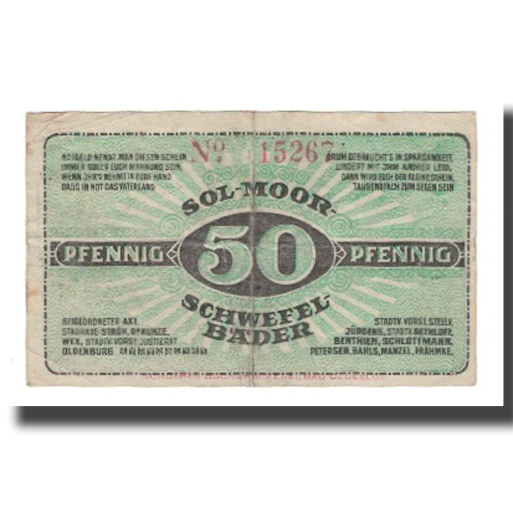 Banknote, Germany, Oldesloe, Bad Stadt, 50 Pfennig, valeur faciale, Undated