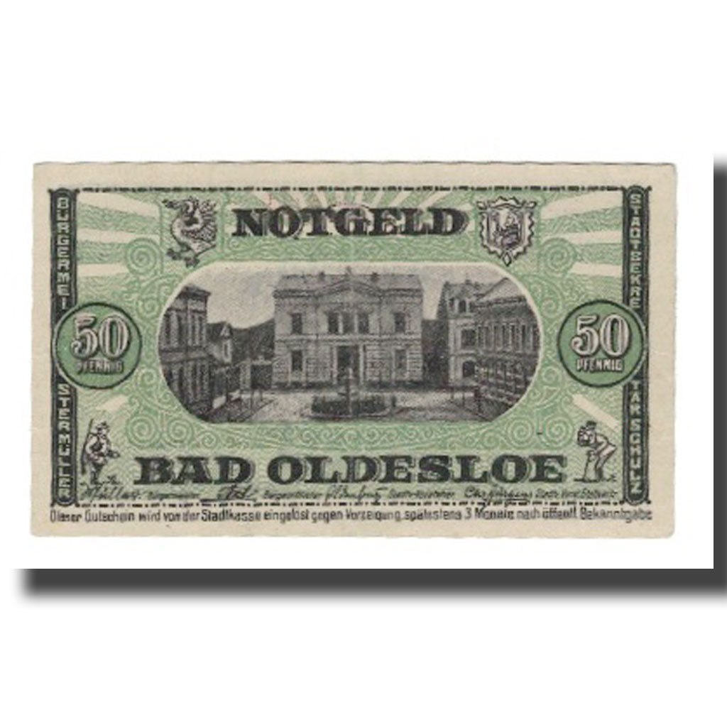 Banknote, Germany, Oldesloe, Bad Stadt, 50 Pfennig, valeur faciale 1, Undated
