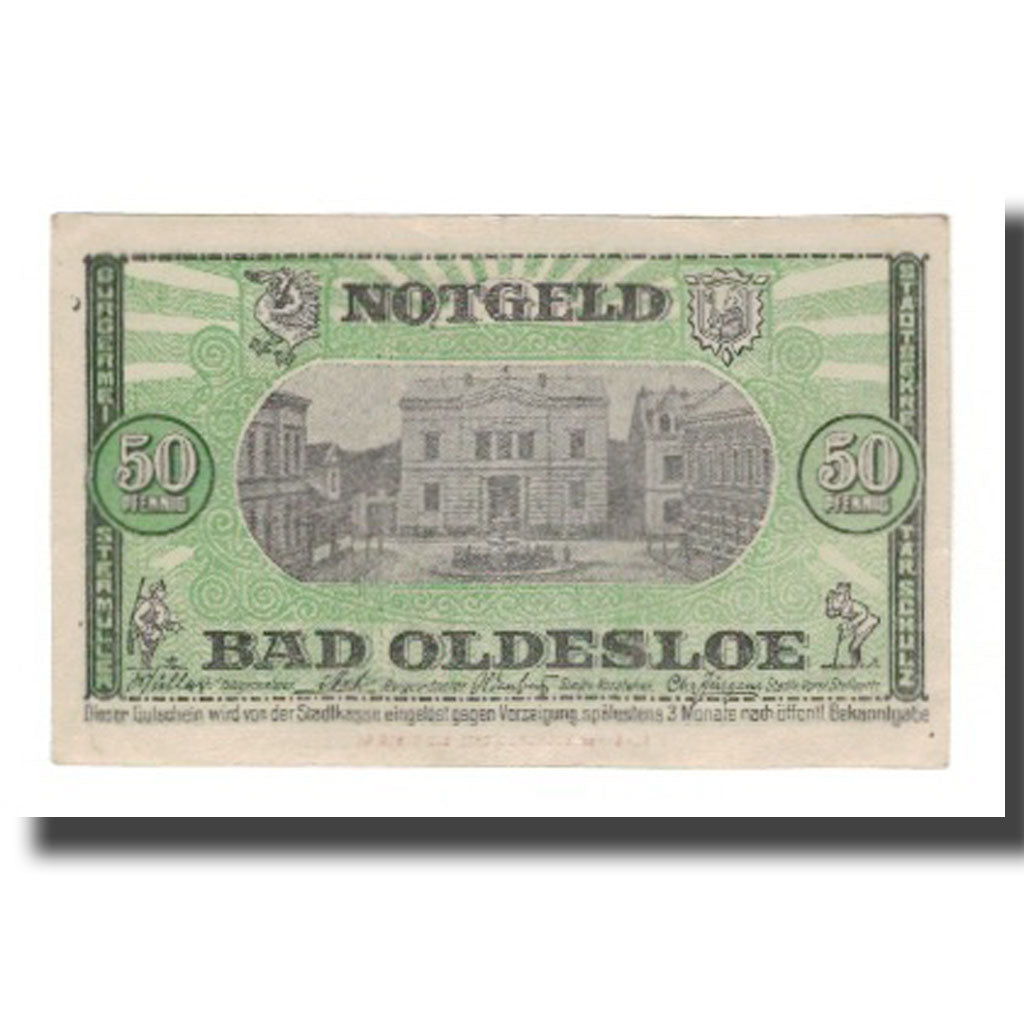 Banknote, Germany, Oldesloe, Bad Stadt, 50 Pfennig, valeur faciale 2, Undated