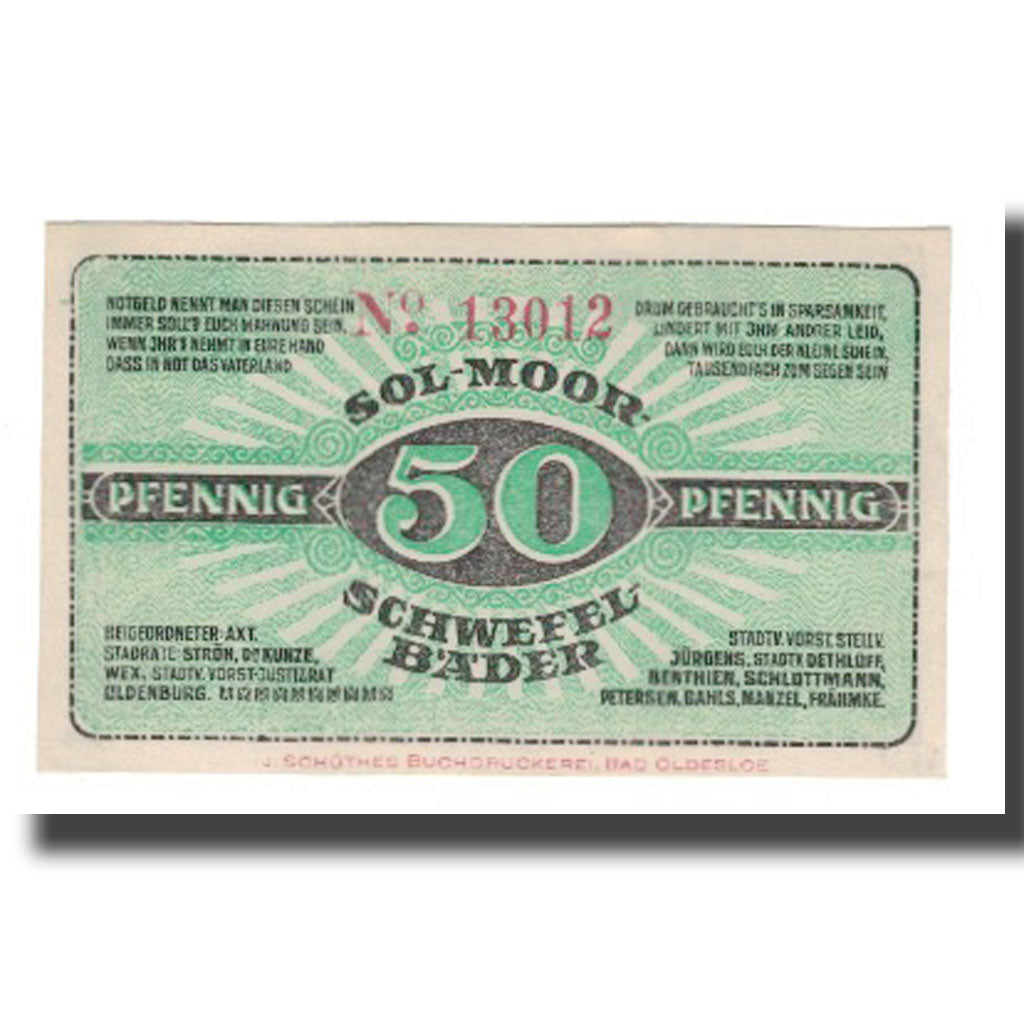 Biljet, Duitsland, Oldesloe, Bad Stadt, 50 Pfennig, valeur faciale 4, Undated