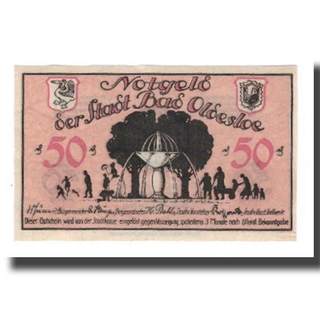 Banconote, Germania, Oldesloe, Bad Stadt, 50 Pfennig, valeur faciale, Undated