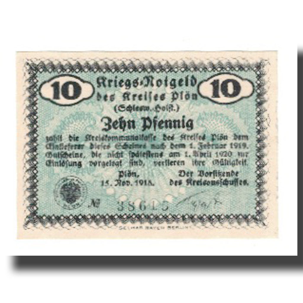 Banknote, Germany, Plön Kreis, 10 Pfennig, N.D, 1919, 1919-02-01, AU(55-58)